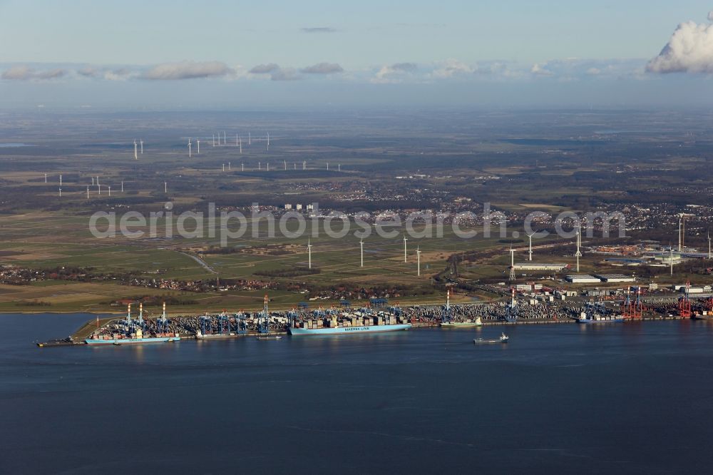 Bremerhaven from above - Container Terminal in the port of the international port Am Nordhafen in Bremerhaven in the state Bremen