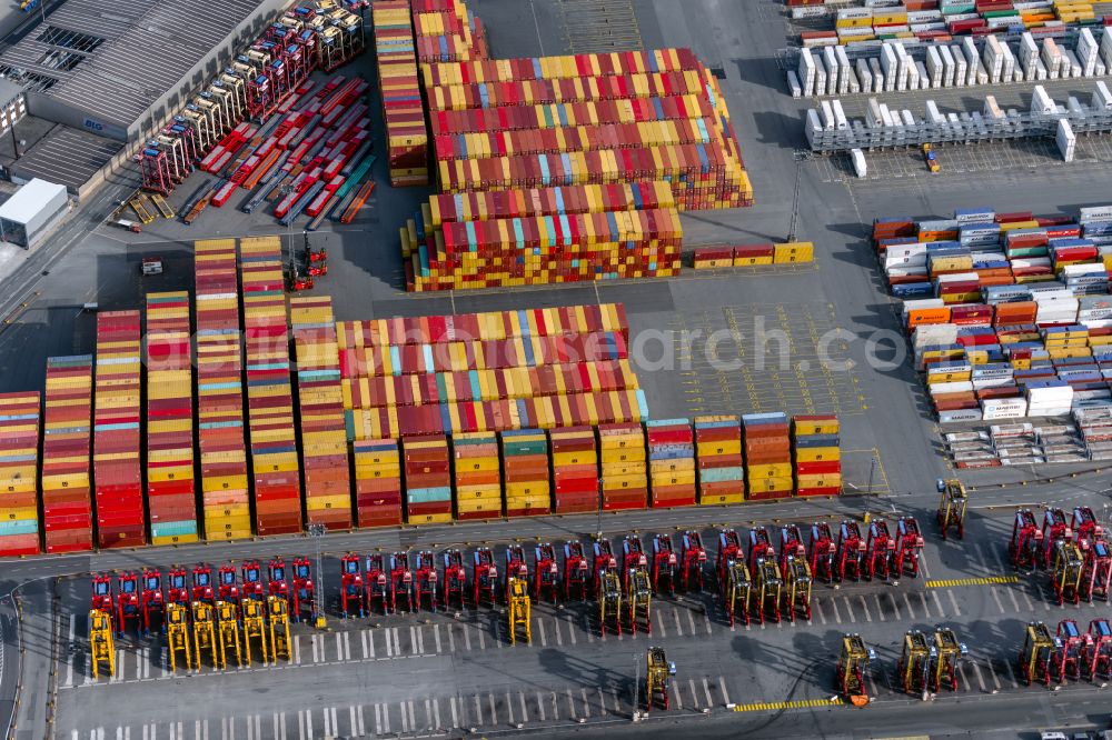 Bremerhaven from above - Container Terminal in the port of the international port Am Nordhafen in Bremerhaven in the state Bremen