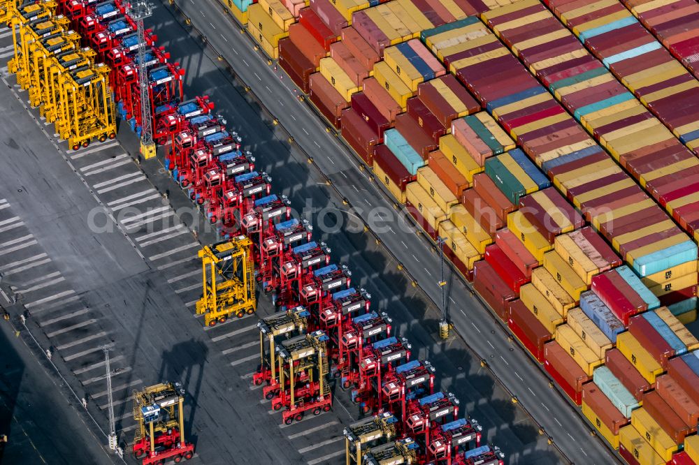 Aerial image Bremerhaven - Container Terminal in the port of the international port Am Nordhafen in Bremerhaven in the state Bremen