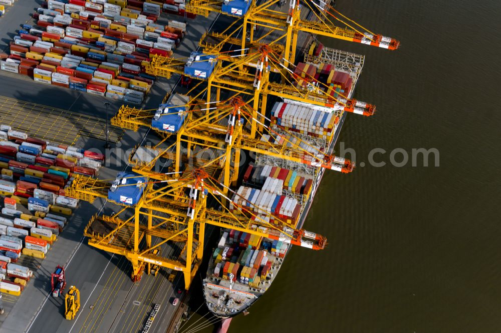 Aerial photograph Bremerhaven - Container Terminal in the port of the international port Am Nordhafen in Bremerhaven in the state Bremen