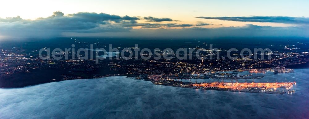 Aerial photograph Aarhus - Container Terminal in the port of the international port at the North Sea in the district Midtbyen in Aarhus in Region Midtjylland, Denmark