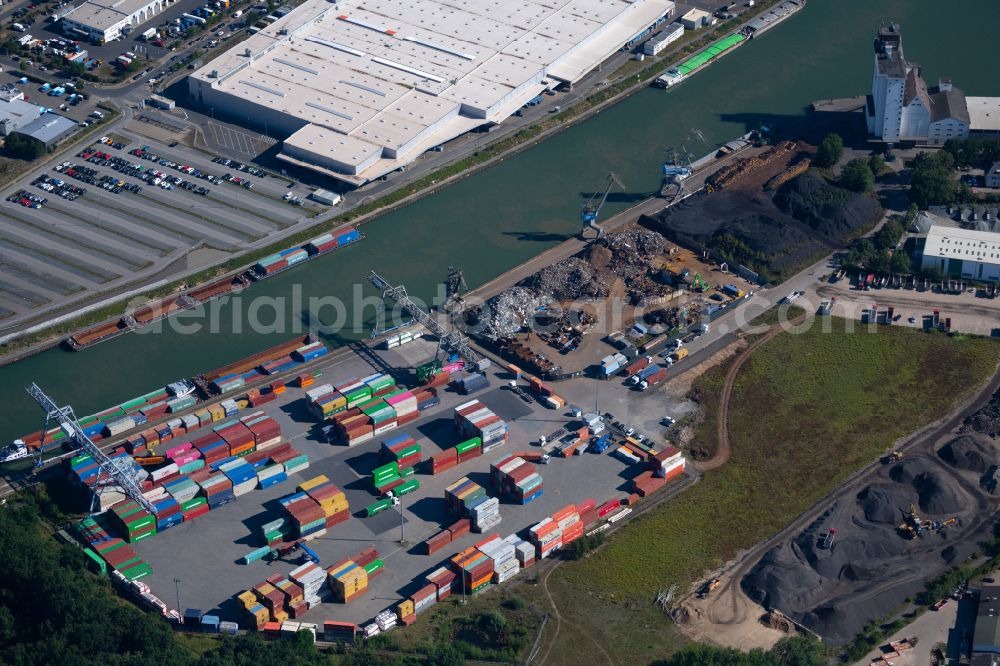 Braunschweig from above - Container Terminal in the port of the inland port on street Hafenstrasse in the district Veltenhof-Ruehme in Brunswick in the state Lower Saxony, Germany