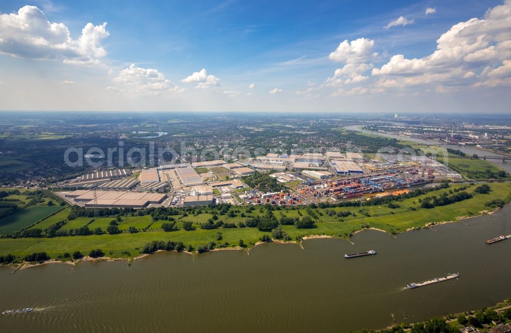 Aerial photograph Duisburg - Container Terminal in the port of the inland port of DIT Duisburg Intermodal Terminal GmbH on Gaterweg in Duisburg in the state North Rhine-Westphalia