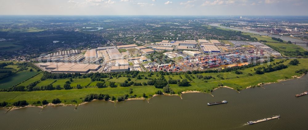 Duisburg from above - Container Terminal in the port of the inland port of DIT Duisburg Intermodal Terminal GmbH on Gaterweg in Duisburg in the state North Rhine-Westphalia