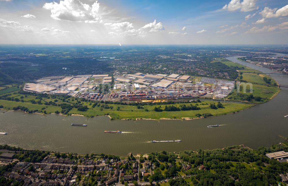 Aerial image Duisburg - Container Terminal in the port of the inland port of DIT Duisburg Intermodal Terminal GmbH on Gaterweg in Duisburg in the state North Rhine-Westphalia