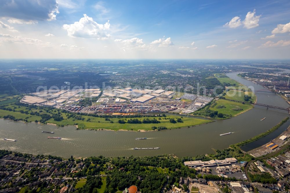 Aerial photograph Duisburg - Container Terminal in the port of the inland port of DIT Duisburg Intermodal Terminal GmbH on Gaterweg in Duisburg in the state North Rhine-Westphalia