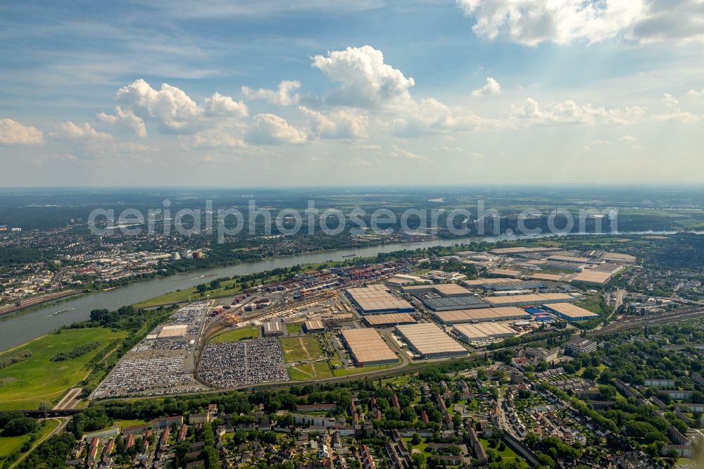 Duisburg from above - Container Terminal in the port of the inland port of DIT Duisburg Intermodal Terminal GmbH on Gaterweg in Duisburg in the state North Rhine-Westphalia