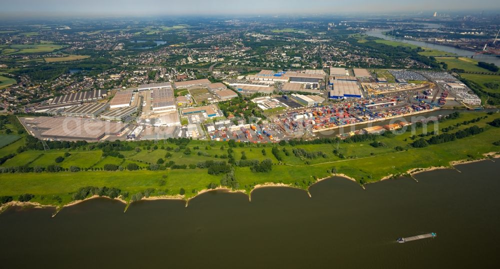 Aerial photograph Duisburg - Container Terminal in the port of the inland port of DIT Duisburg Intermodal Terminal GmbH on Gaterweg in Duisburg in the state North Rhine-Westphalia