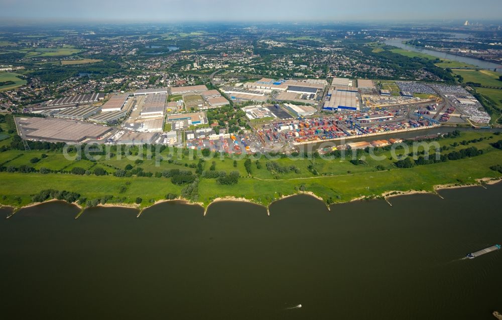 Duisburg from above - Container Terminal in the port of the inland port of DIT Duisburg Intermodal Terminal GmbH on Gaterweg in Duisburg in the state North Rhine-Westphalia