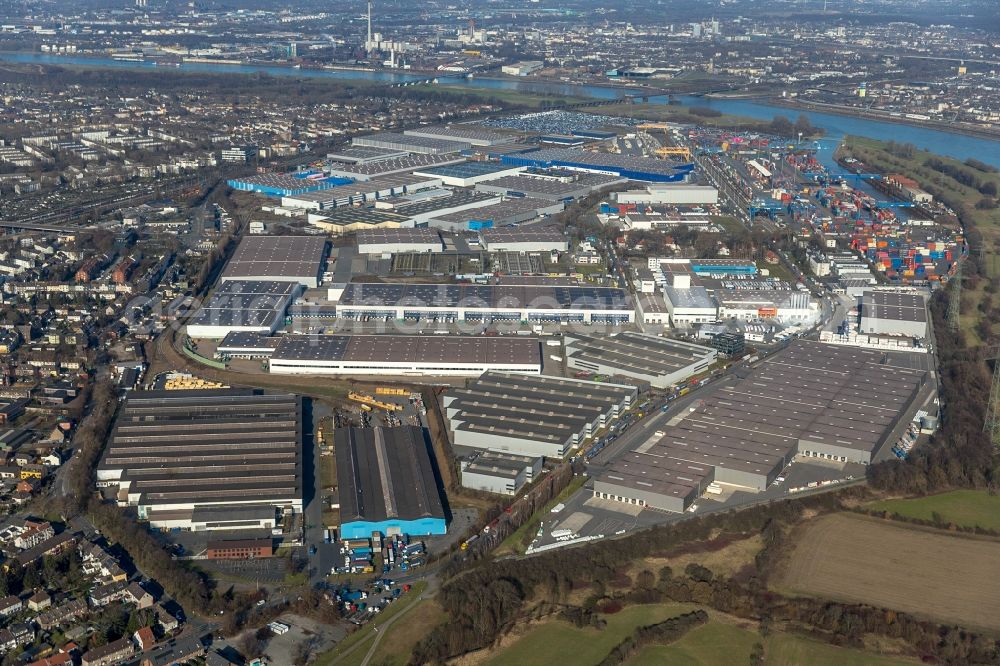 Aerial image Duisburg - Container Terminal in the port of the inland port of DIT Duisburg Intermodal Terminal GmbH on Gaterweg in Duisburg in the state North Rhine-Westphalia