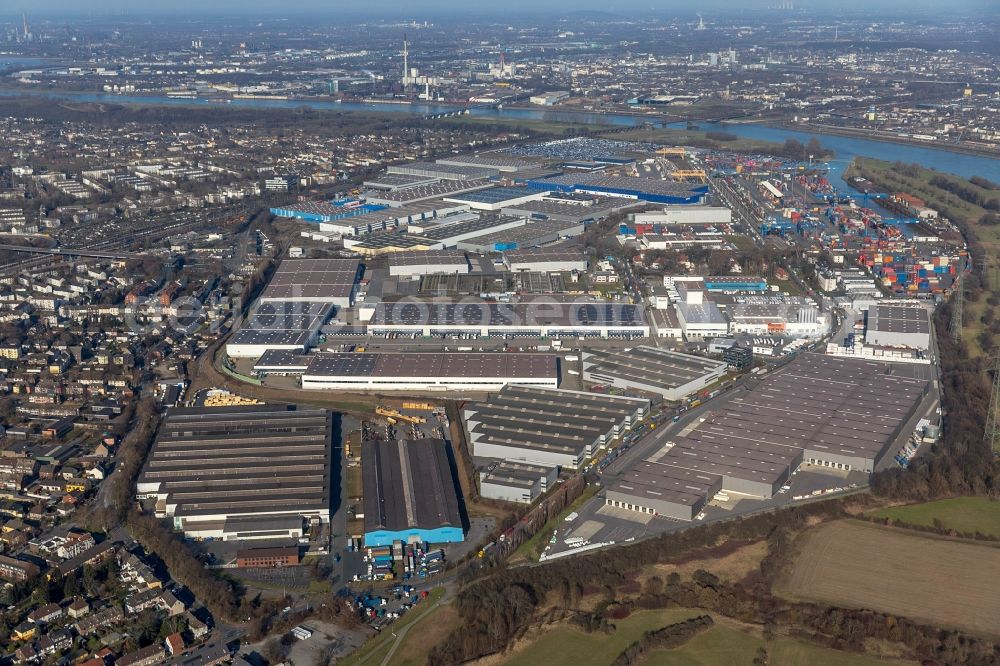 Aerial photograph Duisburg - Container Terminal in the port of the inland port of DIT Duisburg Intermodal Terminal GmbH on Gaterweg in Duisburg in the state North Rhine-Westphalia