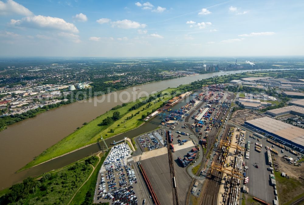 Duisburg from above - Container Terminal in the port of the inland port of DIT Duisburg Intermodal Terminal GmbH on Gaterweg in Duisburg in the state North Rhine-Westphalia