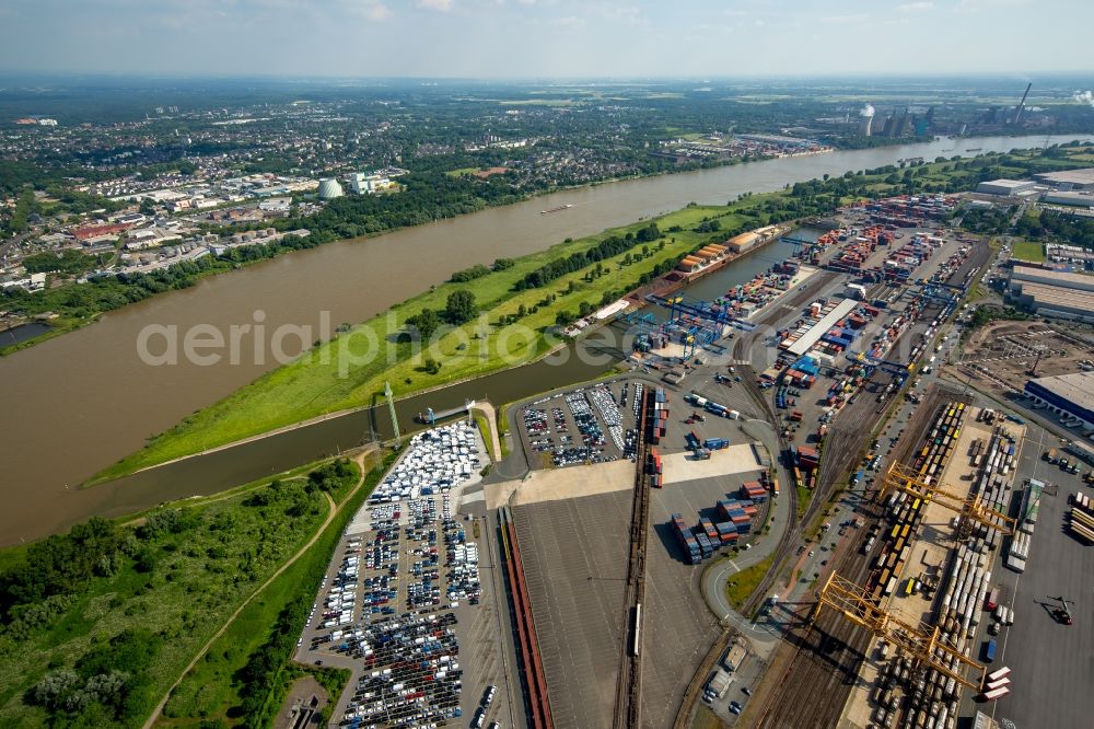 Aerial image Duisburg - Container Terminal in the port of the inland port of DIT Duisburg Intermodal Terminal GmbH on Gaterweg in Duisburg in the state North Rhine-Westphalia