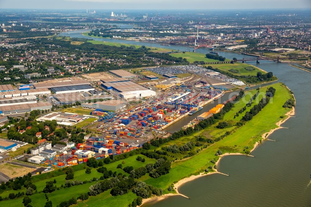 Aerial image Duisburg - Container Terminal in the port of the inland port Duisburg Intermodal Terminal (DIT) in Duisburg in the state North Rhine-Westphalia