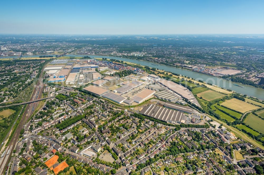 Aerial image Duisburg - Container Terminal in the port of the inland port Duisburg Intermodal Terminal (DIT) in Duisburg in the state North Rhine-Westphalia