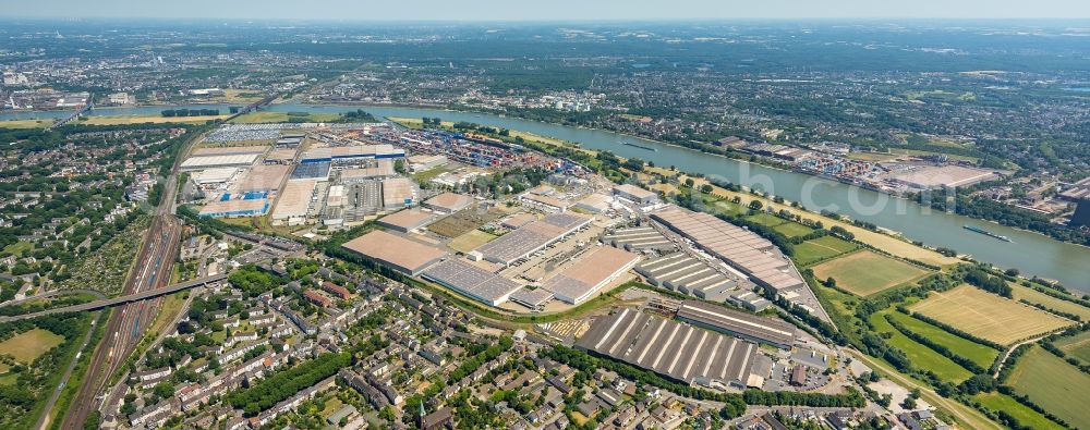 Aerial photograph Duisburg - Container Terminal in the port of the inland port Duisburg Intermodal Terminal (DIT) in Duisburg in the state North Rhine-Westphalia