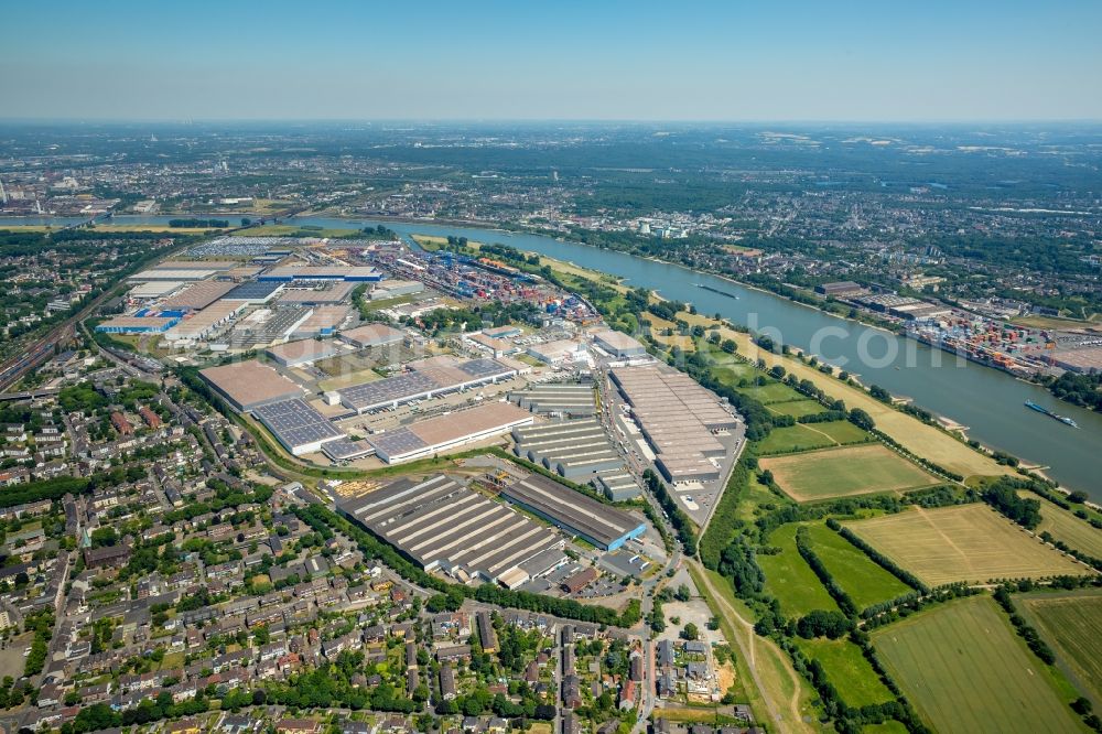 Duisburg from above - Container Terminal in the port of the inland port Duisburg Intermodal Terminal (DIT) in Duisburg in the state North Rhine-Westphalia