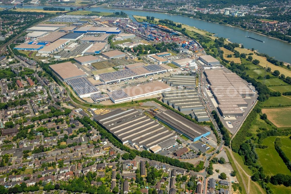 Duisburg from the bird's eye view: Container Terminal in the port of the inland port Duisburg Intermodal Terminal (DIT) in Duisburg in the state North Rhine-Westphalia