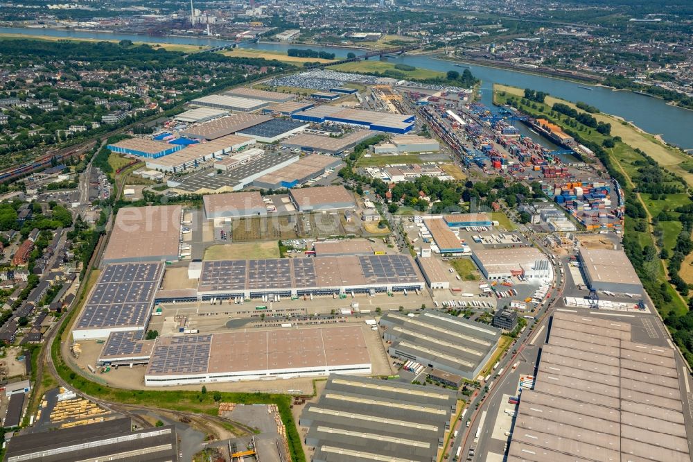 Duisburg from above - Container Terminal in the port of the inland port Duisburg Intermodal Terminal (DIT) in Duisburg in the state North Rhine-Westphalia