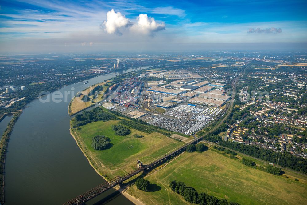 Aerial photograph Duisburg - Container Terminal in the port of the inland port Duisburg Intermodal Terminal (DIT) in Duisburg in the state North Rhine-Westphalia