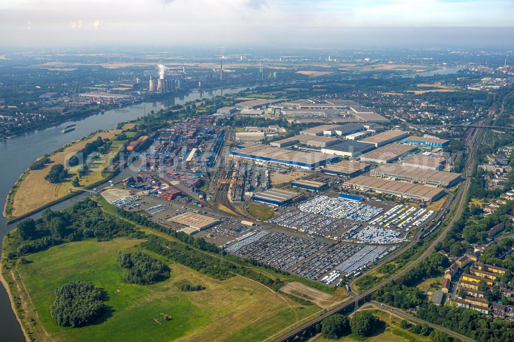 Duisburg from above - Container Terminal in the port of the inland port Duisburg Intermodal Terminal (DIT) in Duisburg in the state North Rhine-Westphalia