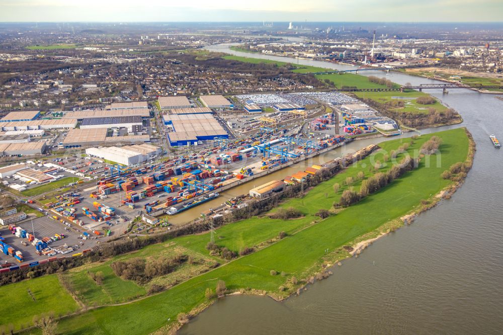 Aerial photograph Duisburg - Container Terminal in the port of the inland port Duisburg Intermodal Terminal (DIT) in Duisburg in the state North Rhine-Westphalia