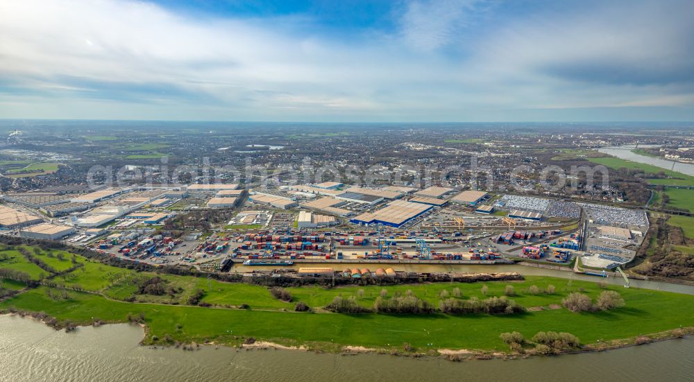 Duisburg from above - Container Terminal in the port of the inland port Duisburg Intermodal Terminal (DIT) in Duisburg in the state North Rhine-Westphalia