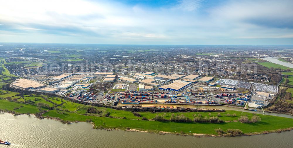 Aerial image Duisburg - Container Terminal in the port of the inland port Duisburg Intermodal Terminal (DIT) in Duisburg in the state North Rhine-Westphalia