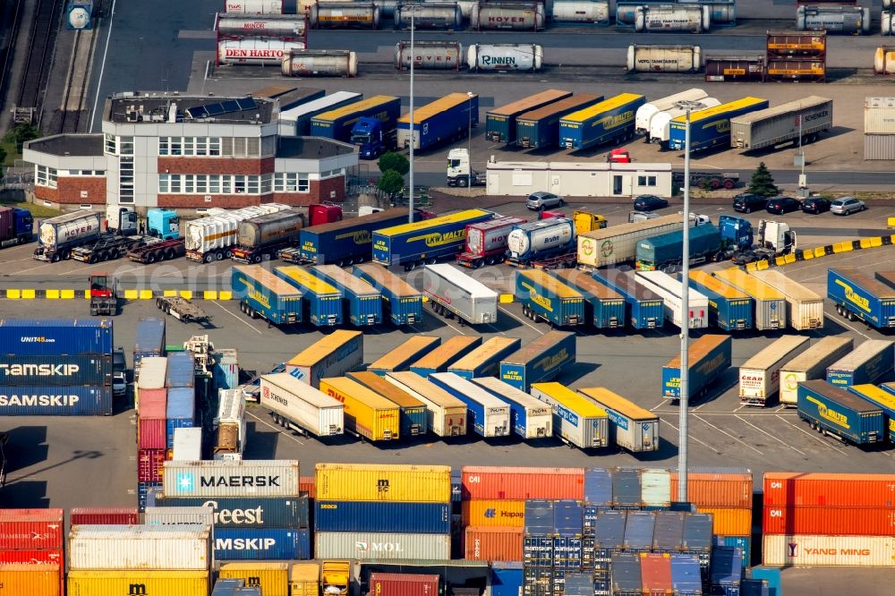 Duisburg from the bird's eye view: Container Terminal in the port of the inland port Duisport in Duisburg in the state North Rhine-Westphalia