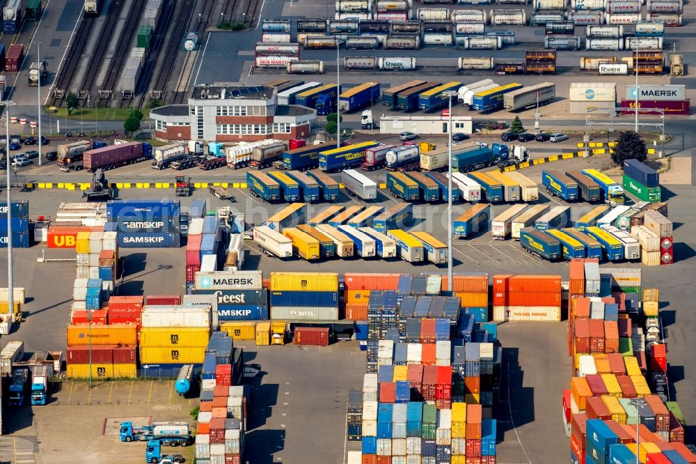 Aerial image Duisburg - Container Terminal in the port of the inland port Duisport in Duisburg in the state North Rhine-Westphalia