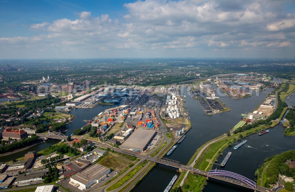 Aerial photograph Duisburg - Container Terminal in the port of the inland port Duisport in Duisburg in the state North Rhine-Westphalia