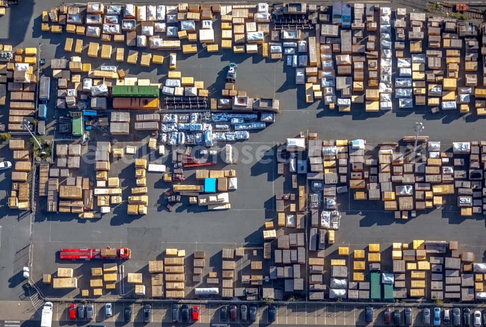 Duisburg from above - Container Terminal in the port of the inland port on Hafenkanal in the district Ruhrort in Duisburg in the state North Rhine-Westphalia, Germany