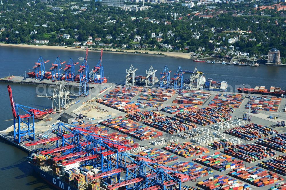 Hamburg from above - Container Terminal in the port of the inland port HHLA - Burchardkai in Hamburg in Germany