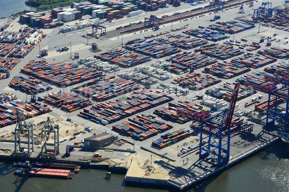 Hamburg from above - Container Terminal in the port of the inland port HHLA - Burchardkai in Hamburg in Germany