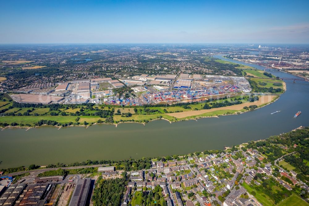 Aerial photograph Duisburg - Container Terminal in the port of the inland port of DIT Duisburg Intermodal Terminal GmbH on Gaterweg in Duisburg at Ruhrgebiet in the state North Rhine-Westphalia