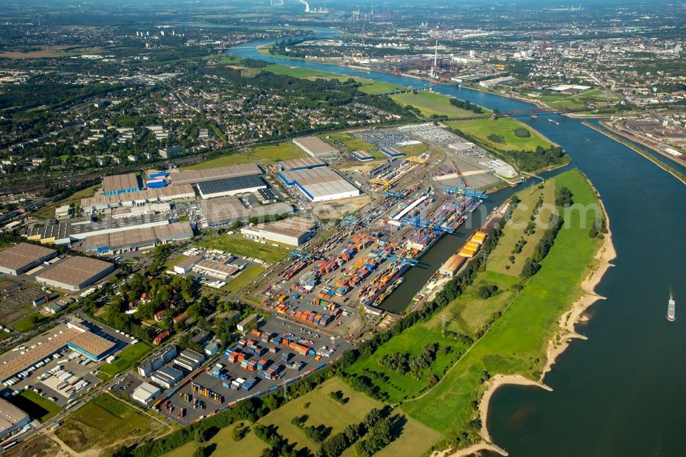 Duisburg from the bird's eye view: Container Terminal in the port of the inland port Logport I in Duisburg in the state North Rhine-Westphalia