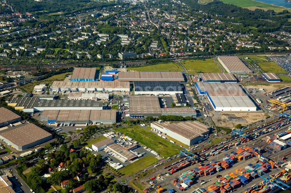 Aerial image Duisburg - Container Terminal in the port of the inland port Logport I in Duisburg in the state North Rhine-Westphalia