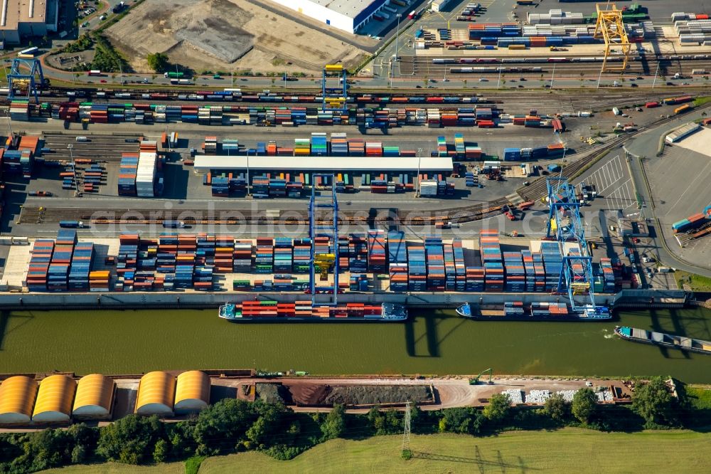 Aerial photograph Duisburg - Container Terminal in the port of the inland port Logport I in Duisburg in the state North Rhine-Westphalia