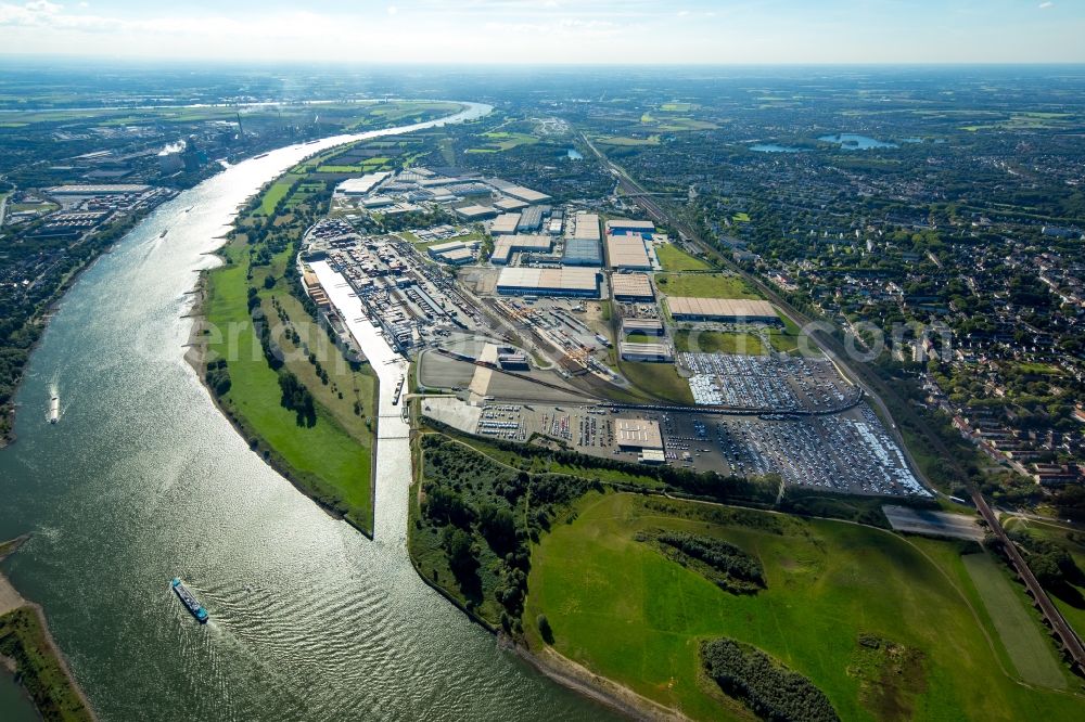 Duisburg from above - Container Terminal in the port of the inland port Logport I in Duisburg in the state North Rhine-Westphalia