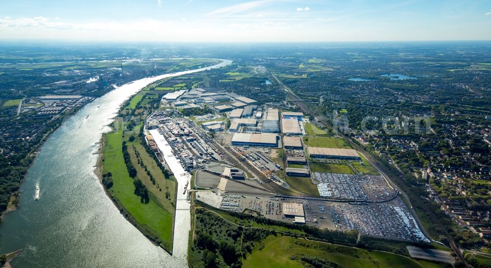 Duisburg from the bird's eye view: Container Terminal in the port of the inland port Logport I in Duisburg in the state North Rhine-Westphalia