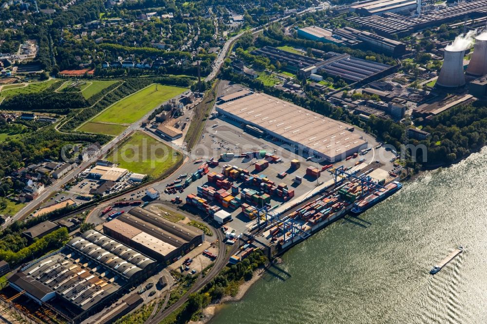 Aerial photograph Duisburg - Container Terminal in the port of the inland port Logport II in Duisburg in the state North Rhine-Westphalia