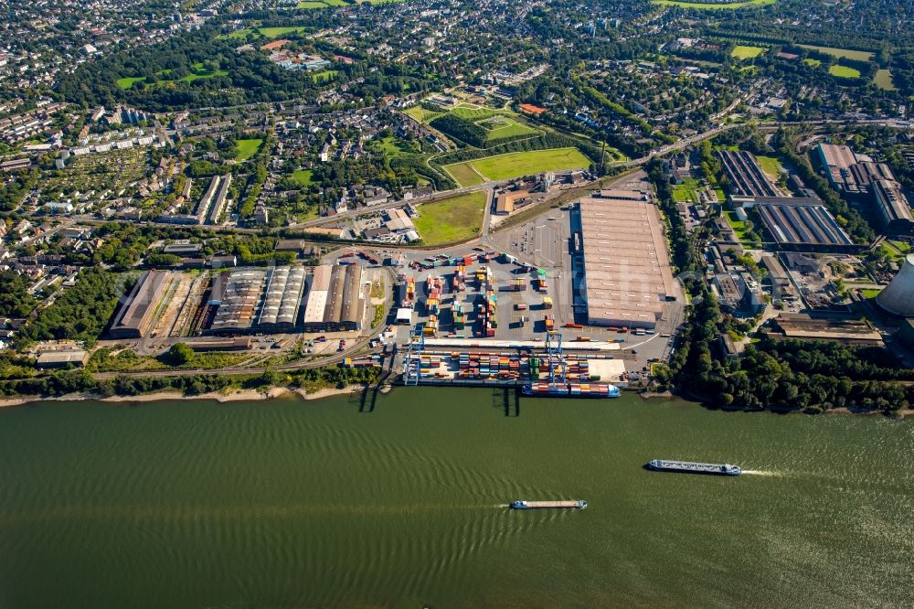 Duisburg from above - Container Terminal in the port of the inland port Logport II in Duisburg in the state North Rhine-Westphalia