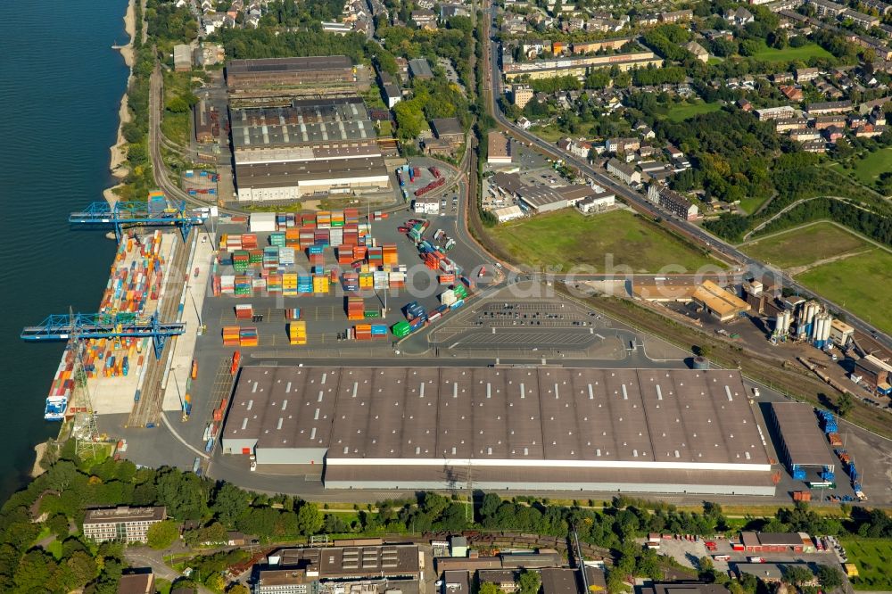 Aerial photograph Duisburg - Container Terminal in the port of the inland port Logport II in Duisburg in the state North Rhine-Westphalia