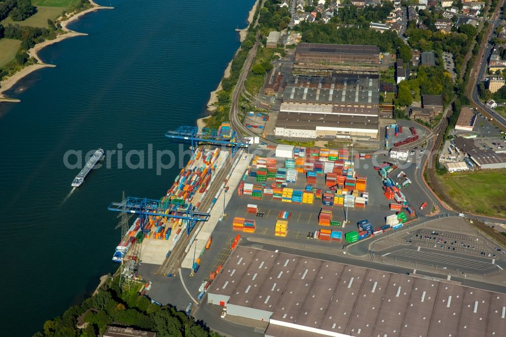 Duisburg from above - Container Terminal in the port of the inland port Logport II in Duisburg in the state North Rhine-Westphalia