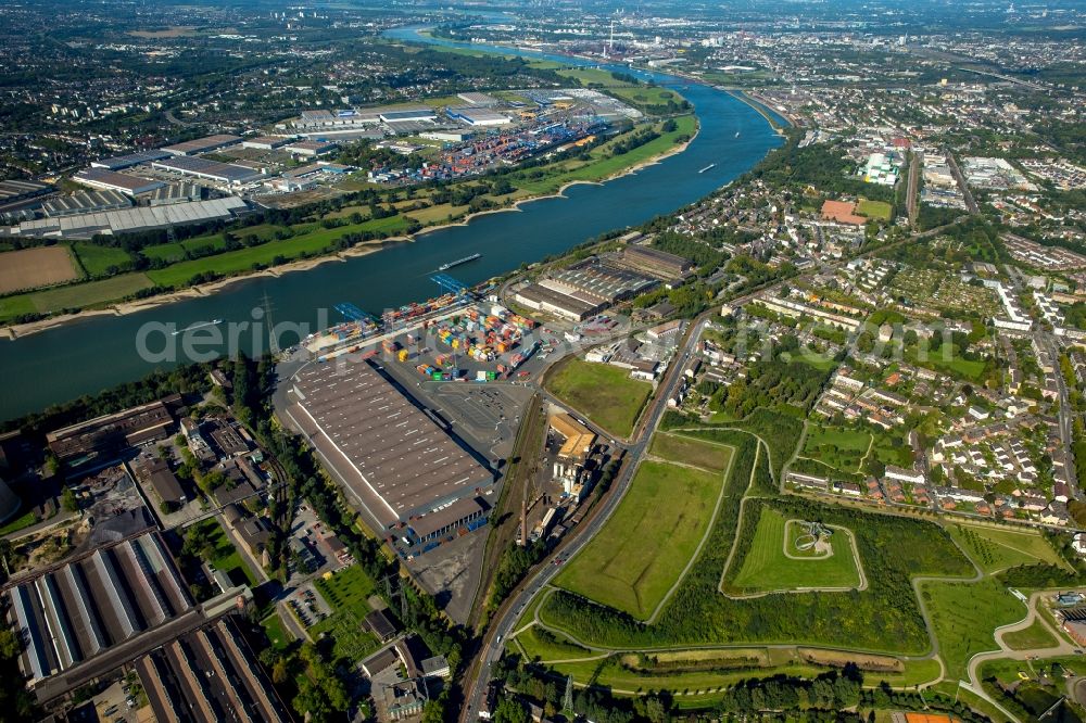 Aerial image Duisburg - Container Terminal in the port of the inland port Logport II in Duisburg in the state North Rhine-Westphalia