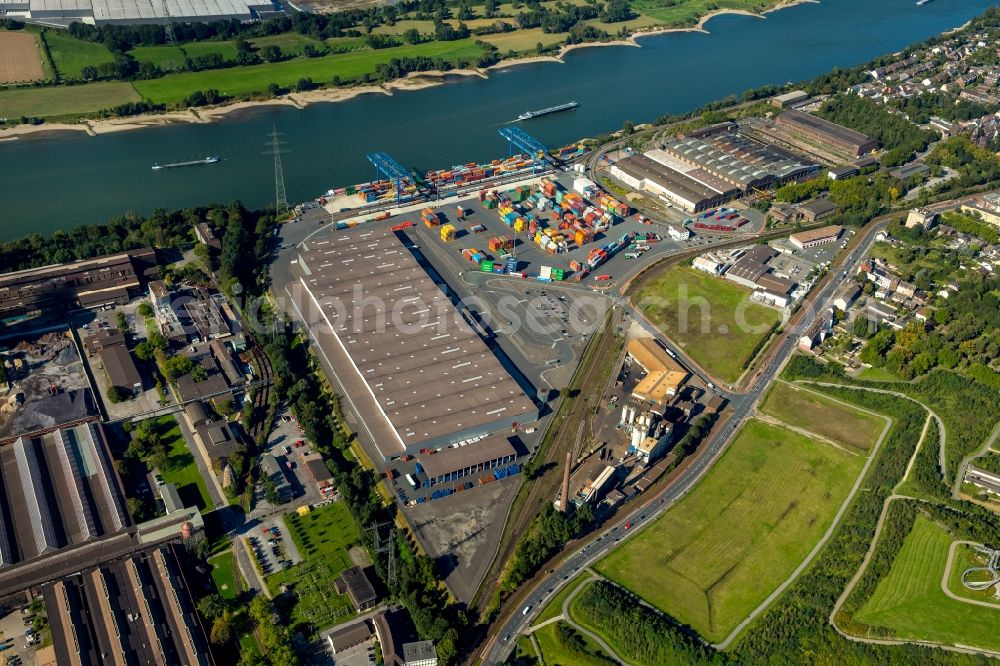 Aerial photograph Duisburg - Container Terminal in the port of the inland port Logport II in Duisburg in the state North Rhine-Westphalia