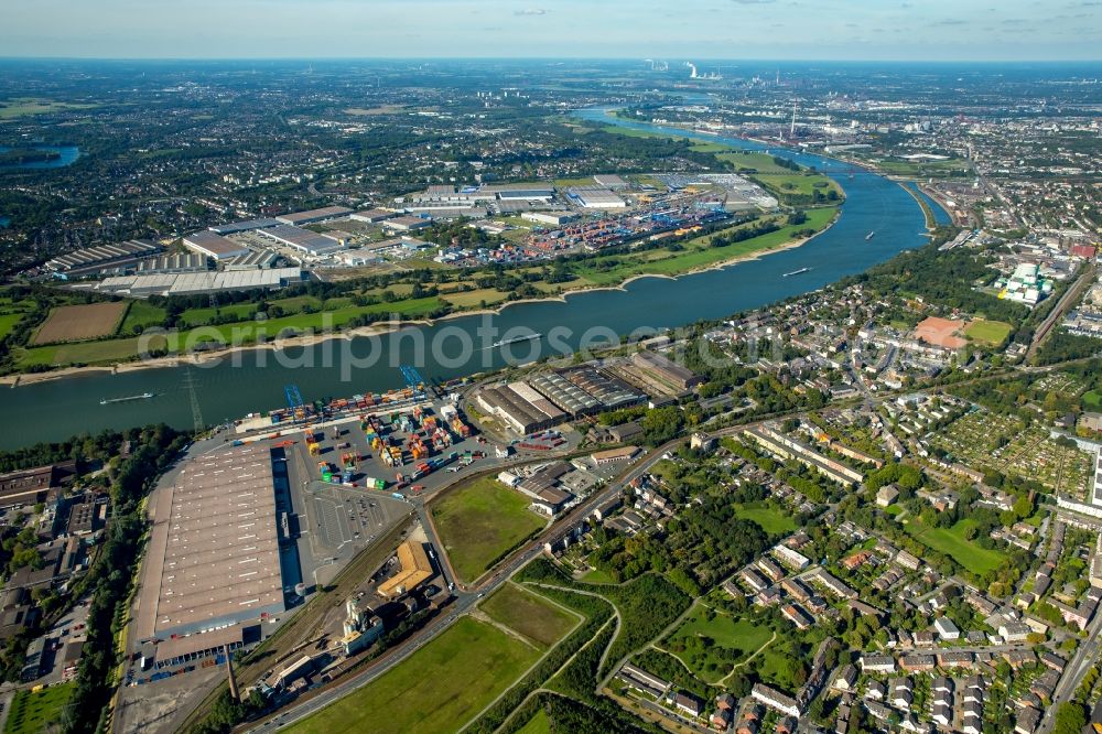 Duisburg from above - Container Terminal in the port of the inland port Logport II in Duisburg in the state North Rhine-Westphalia