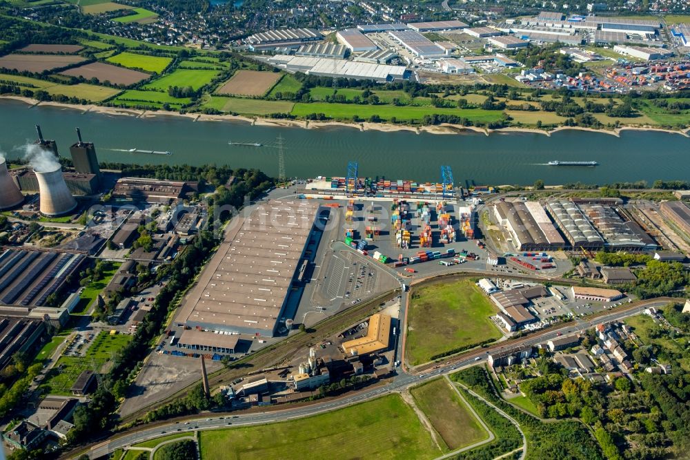 Aerial image Duisburg - Container Terminal in the port of the inland port Logport II in Duisburg in the state North Rhine-Westphalia