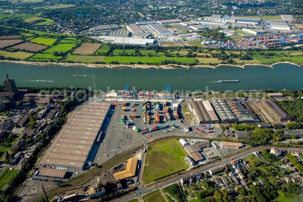 Duisburg from above - Container Terminal in the port of the inland port Logport II in Duisburg in the state North Rhine-Westphalia