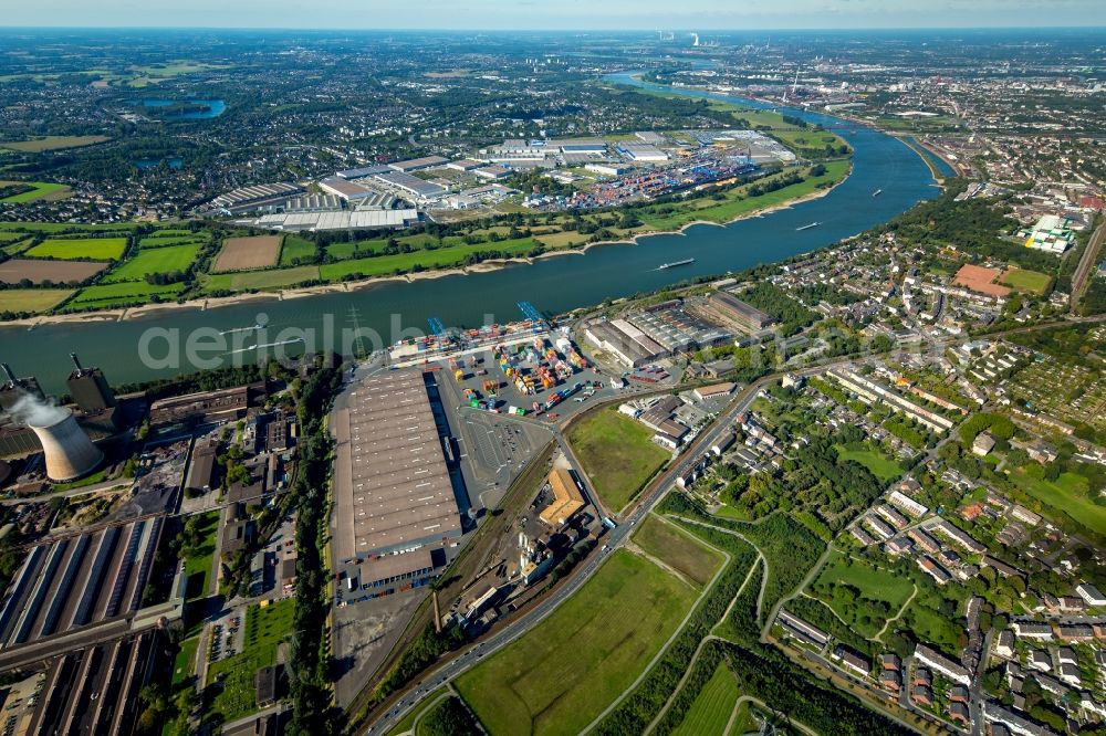 Duisburg from the bird's eye view: Container Terminal in the port of the inland port Logport II in Duisburg in the state North Rhine-Westphalia